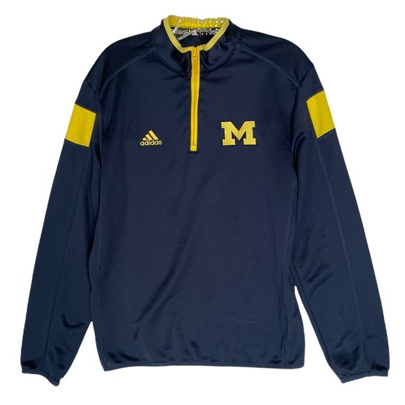 adidas Other - Adidas NCAA Sports Michigan Wolverines Quarter Zip Pullover Navy Blue Mens S